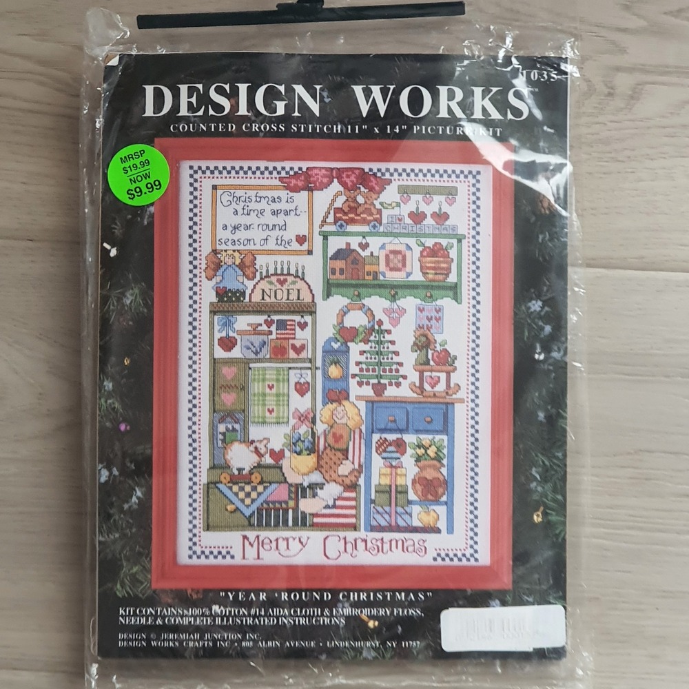 Design Works‎ Year Round Christmas Cross Stitch Kit Aida Floss Dolls Embroidery